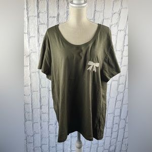 Calla Blue Co Size:4XL Women Embroidered T Shirt Short Sleeve Gold Metallic Bow